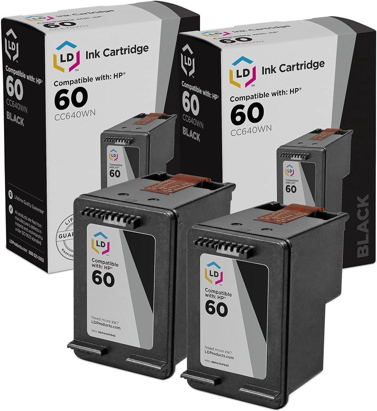 LD Remanufactured Replacement Ink Cartridges for Hewlett Packard CC640WN (HP 60) Black (2 Pack)