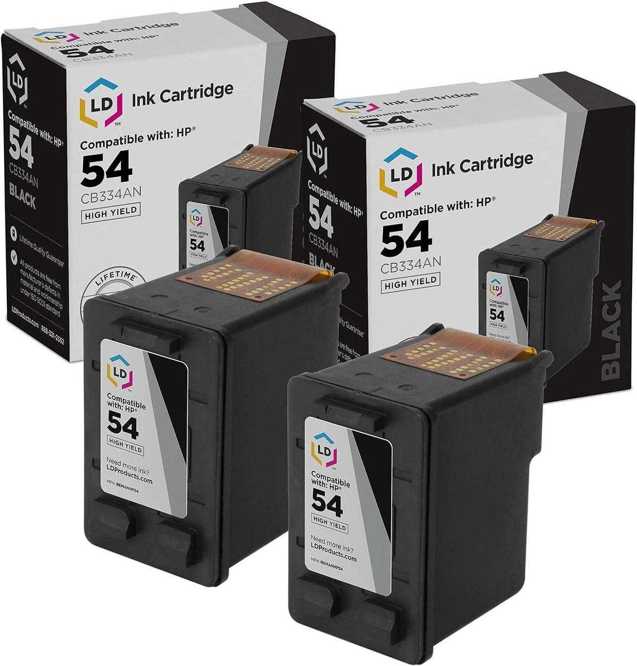 LD Remanufactured Replacement Ink Cartridges for (HP) CB334AN (HP 54) High Yield Black (2 Pack)