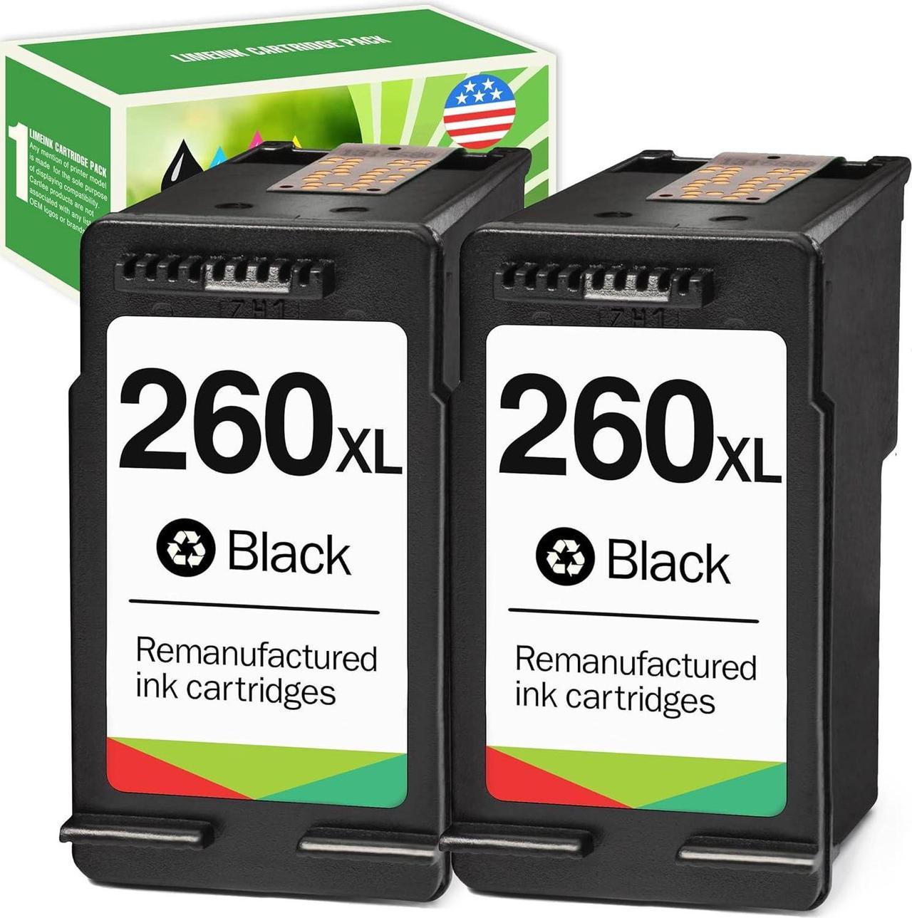 Limeink Remanufactured Ink Cartridge Replacement for Canon 260 Black Ink Cartridge 260XL for Canon TS6420 Ink Cartridge for Canon TS6400 Ink Cartridge PG-260 Pixma TS5320 TS5300 (2 Black)