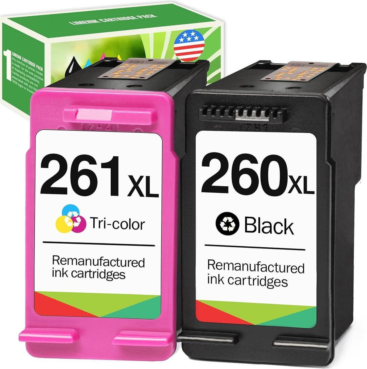 Limeink Remanufactured Ink Cartridges Replacement for Canon 260 and 261 Ink Cartridges 260XL 261 XL for Canon TS6420 Ink Cartridges for Canon TS6400 Ink Cartridges PG-260 Pixma TS5320 TS5300 2pk