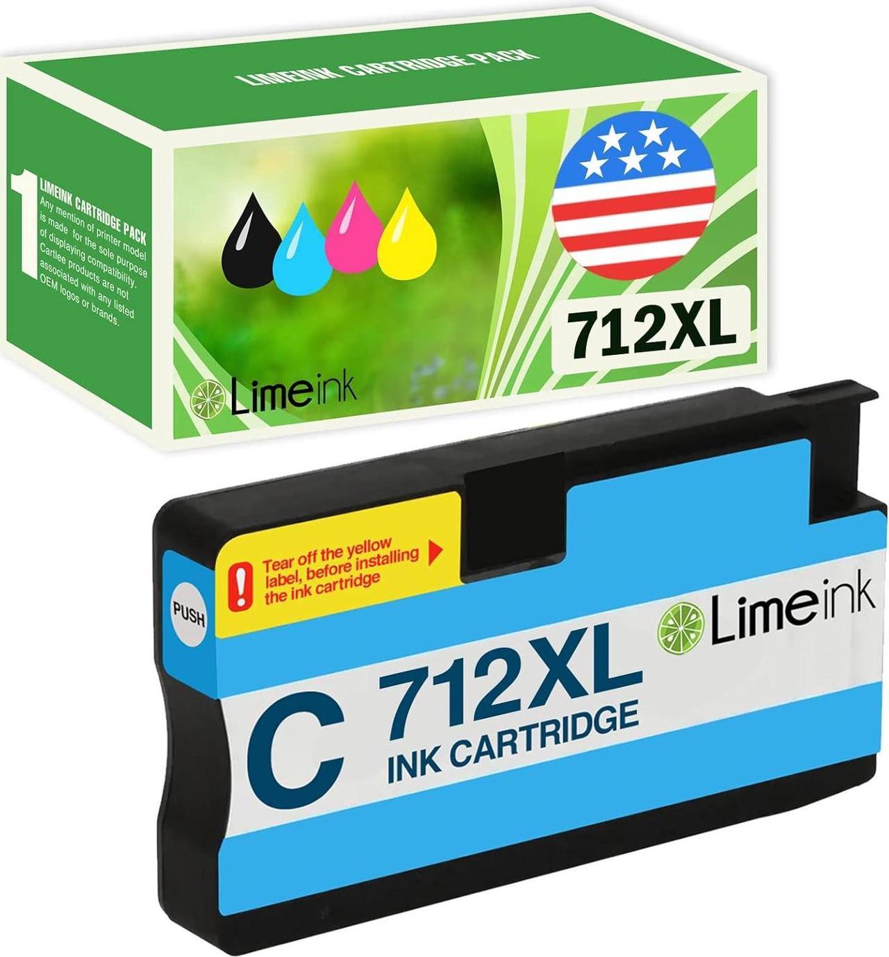 Limeink Compatible Ink Cartridges Replacement  712 Ink Cartridges 712XL Ink  for DesignJet T650 T630 T230 T210 Studio Plotter Printers (1 Cyan)