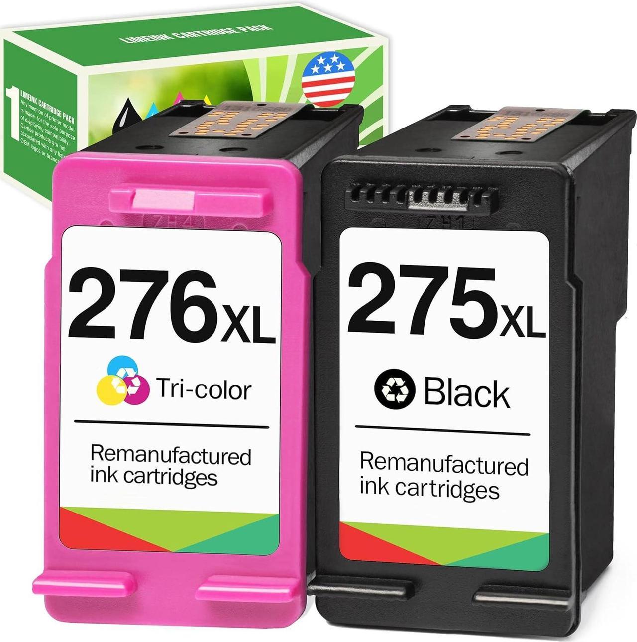 Limeink Remanufactured Ink Cartridges Replacement for Canon 275 276 Ink Cartridges 275xl 276xl for Canon Ink 275 276 for Canon Pixma TS3522 Ink Cartridges for Canon TR4720 Ink Cartridge Printer TS3500