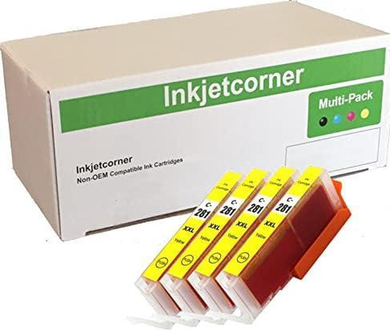 Inkjetcorner Compatible Ink Cartridge Replacement for CLI-281Y CLI 281 XXL for use with TR8620 TR8622 TR8620A TS6320 TR7520 TR8520 TS9120 TS8320 TS8322 (Yellow, 4-Pack)