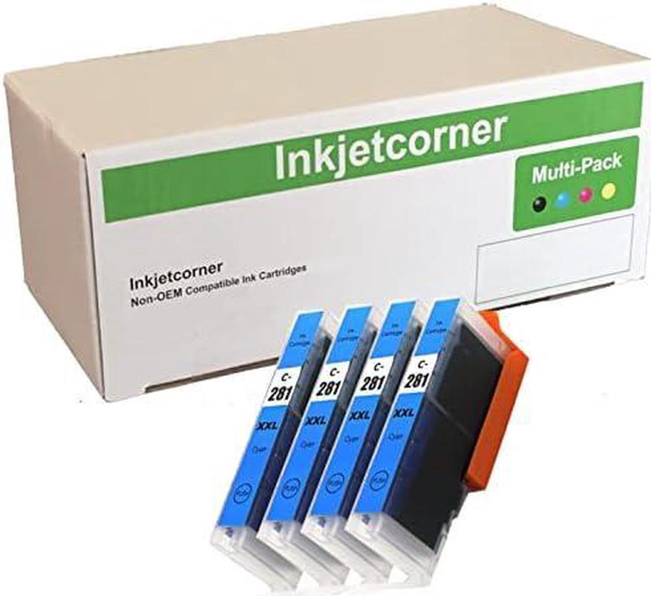 Inkjetcorner Compatible Ink Cartridge Replacement for CLI-281C CLI-281 XXL for use with TR8620 TR8622 TR8620A TS6320 TS702A TR8520 TS9120 TS8320 TS8322 (Cyan, 4-Pack)