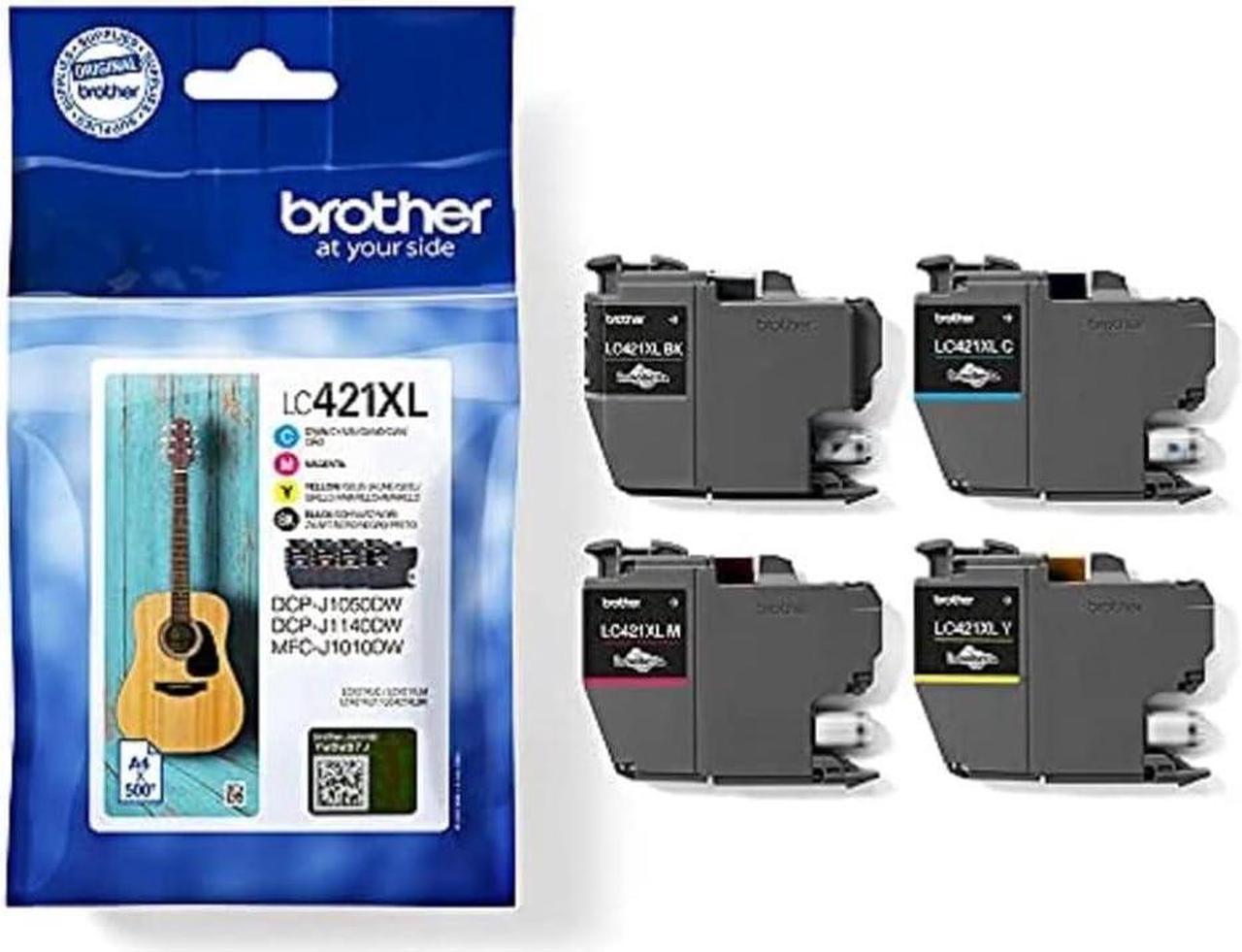 Brother LC-421XLBK/LC-421XLC/LC-421XLM/LC-421XLY Inkjet Cartridges, Black/Cyan/Magenta/Yellow, Multi-Pack, High Yield, Includes 4 x Inkjet Cartridges, Genuine Supplies