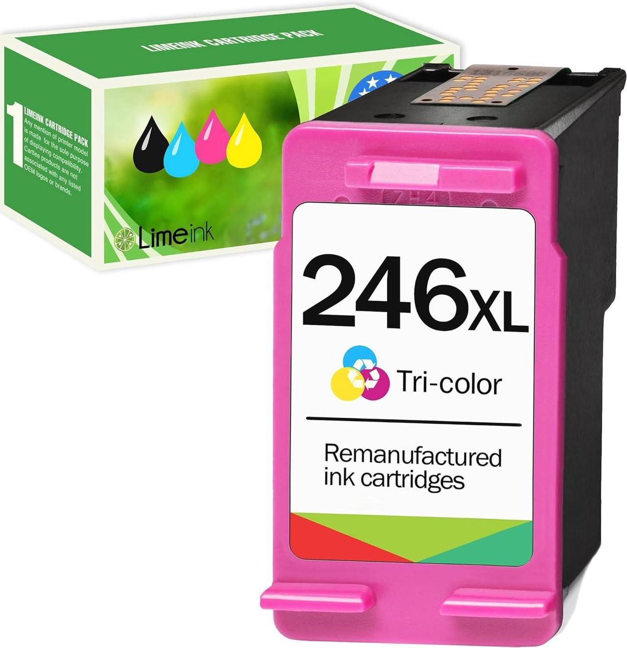 Limeink 1 Remanufactured CL-246XL 246 XL High Yield Ink Cartridges for Pixma iP2820 MG2420 MG2520 MG2920 MG2924 MG2922 MX492 Shows Accurate Ink Level