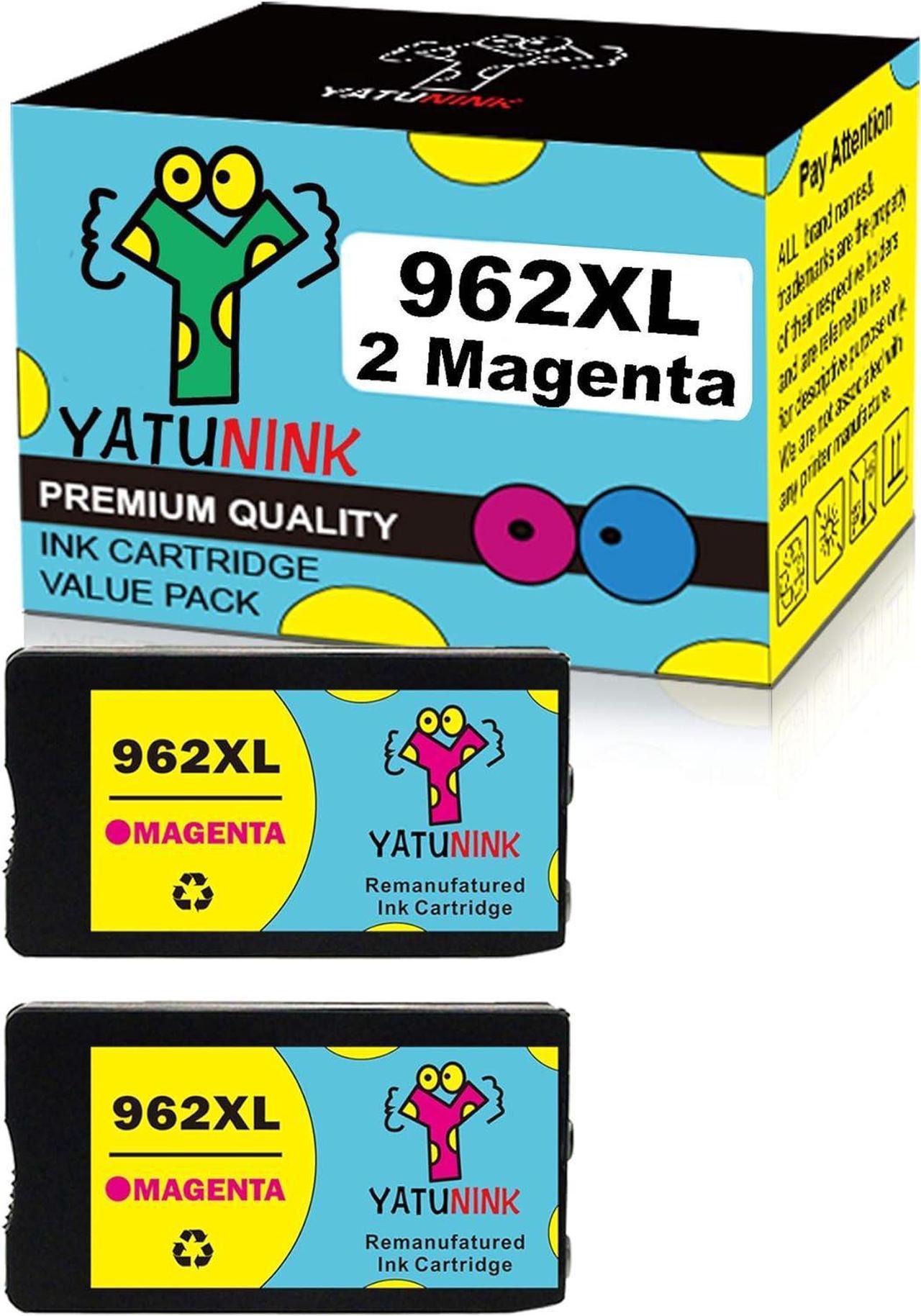 YATUNINK Remanufactured Ink Cartridge Replacement  962XL 962 XL Magenta Ink Cartridges Combo Pack 3JA01AN  OfficeJet Pro 9010 Officejet 9012 Officejet 9015 9018 9020 9025 Printer(2Magenta)