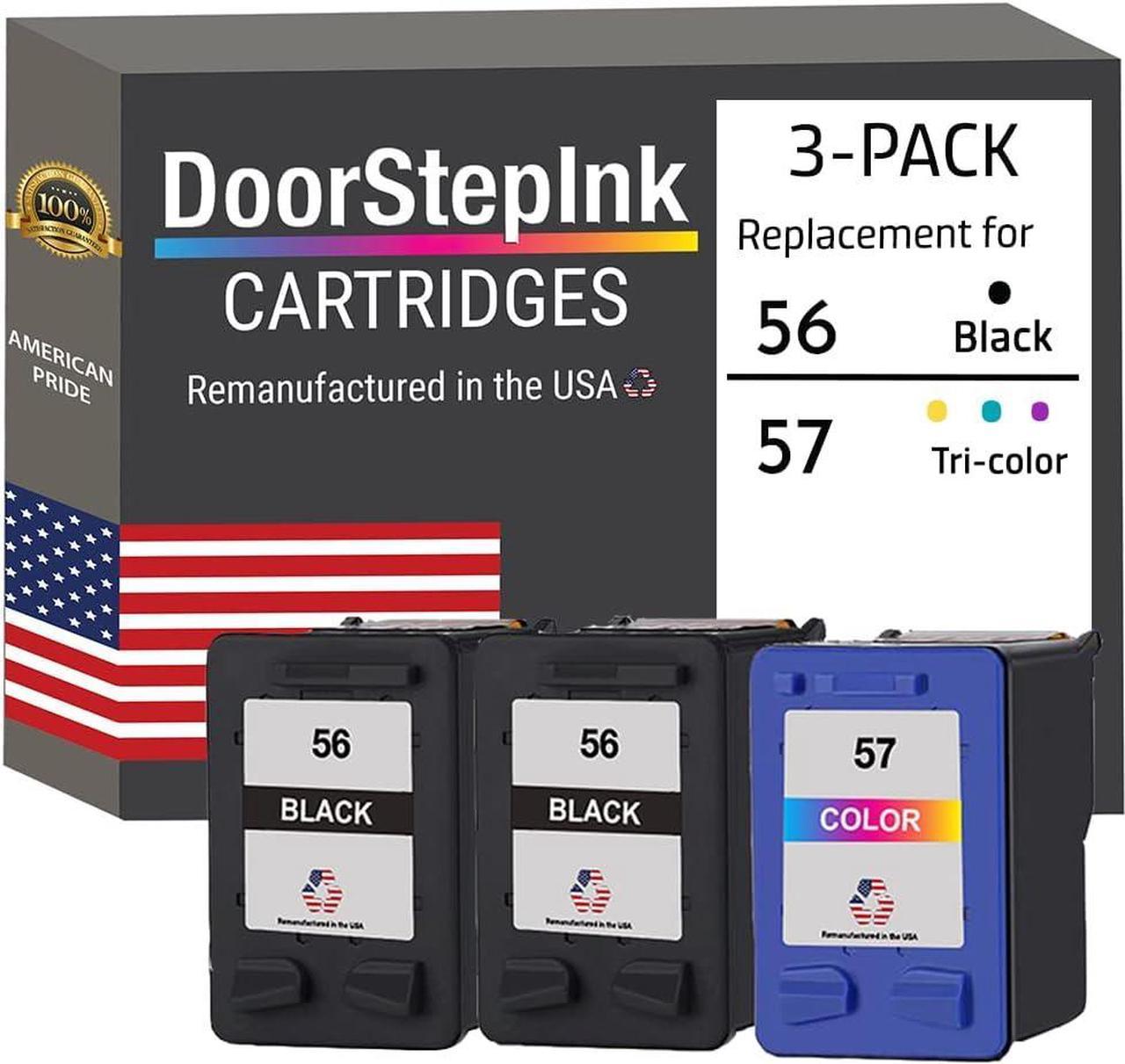 DoorStepInk Remanufactured Ink Cartridge Replacements  56 & HP 57 2 Black 1 Color 3 Pack for Printers HP DeskJet 450cbi, 450ci, 450wbt, 5150, 5150w, 5160