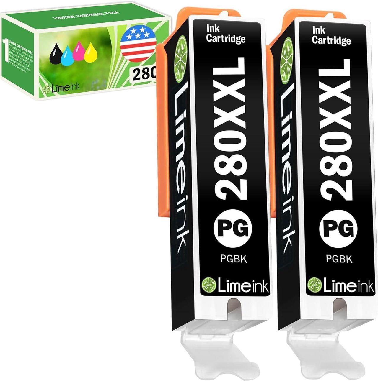 Limeink Compatible Ink Cartridge Replacement for PGI-280XXL CLI-281XXL 280 XXL 281XXL for Canon Pixma tr8520 ts9120 ts8220 ts6120 ts6220 ts6320 tr8500 tr7520 ts8120 ts8320 ts9100 Printers (2 Black)