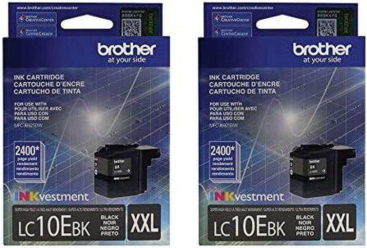 Brother Genuine Super High Yield Black Ink Cartridge 2-Pack, LC10EBK, Replacement Black Ink, Page Yield Up to 2,400 Pages Each, LC10E