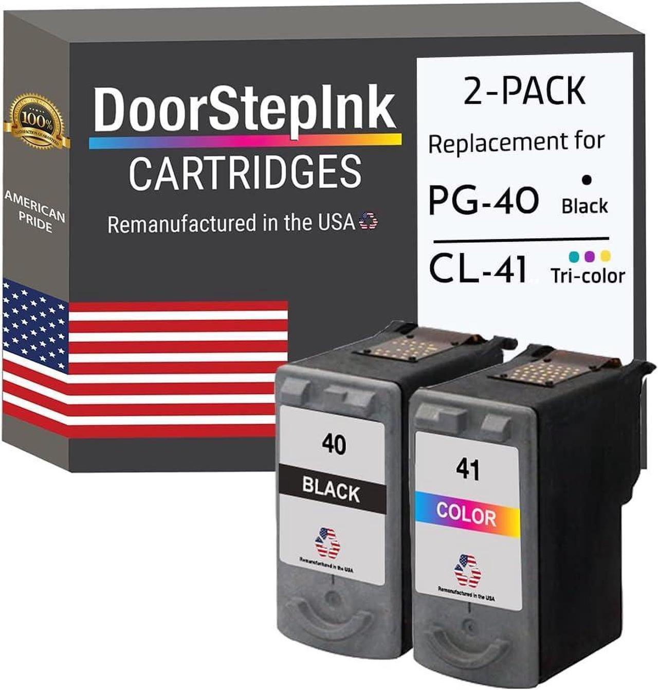 DoorStepInk Remanufactured in The USA Ink Cartridge Replacements for Canon PG-40 CL-41 Black Color 2PK for Canon Pixma iP1600 MP140 MP180 MP460 Fax JX200 Fax-JX210P