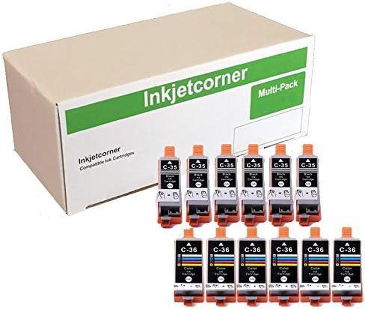 Inkjetcorner Compatible Ink Cartridge Replacement for PGI-35 CLI-36 for use with iP100 iP110 TR150 Printer (6 Black 6 Color, 12-Pack)