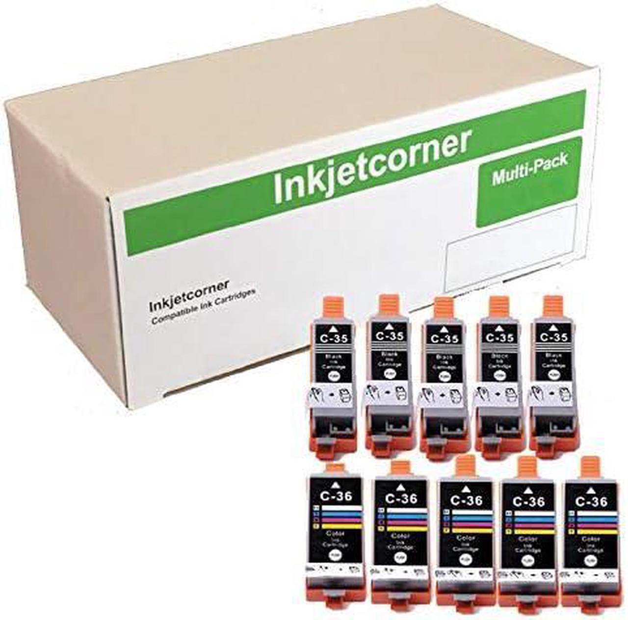 Inkjetcorner Compatible Ink Cartridge Replacement for PGI-35 CLI-36 for use with iP100 iP110 TR150 Printer (5 Black 5 Color, 10-Pack)