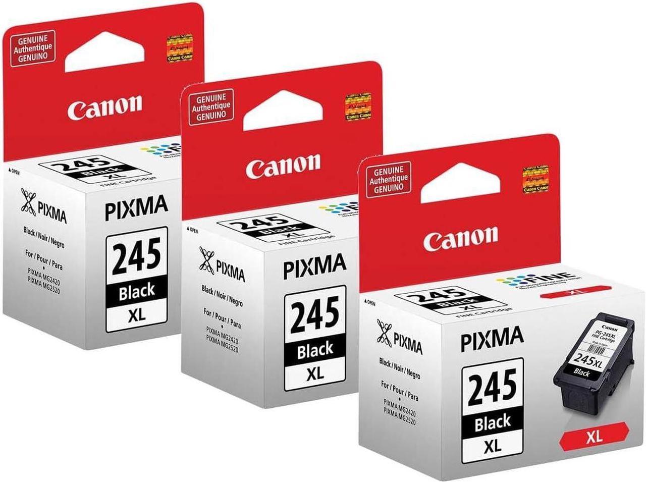 Canon 3 Pack PG-245 XL High Capacity Black Ink Cartridge for Select PIXMA IP, MG, MX, TR, TS Series Printers - 12ml