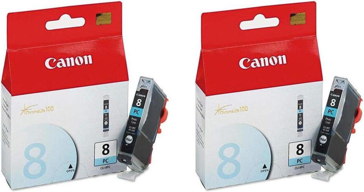 Canon 2 Pack CLI-8PC Photo Cyan Ink Cartridge for Select PIXMA IP, MP, Pro Series Printers