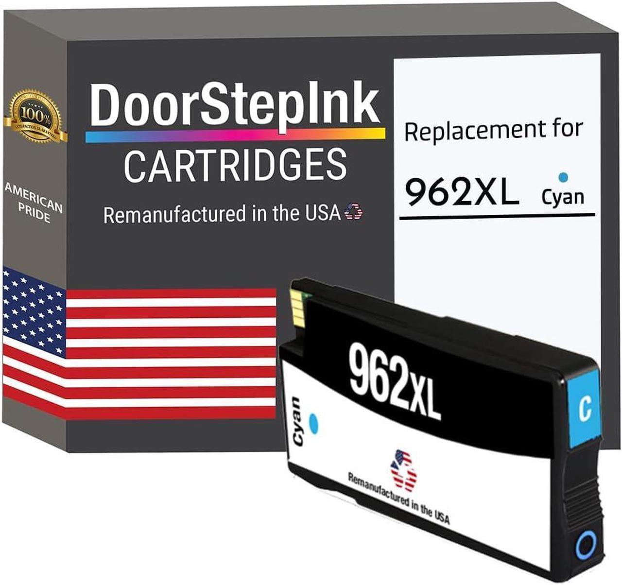 DoorStepInk Remanufactured in The USA Ink Cartridge Replacements  962 XL 962XL Cyan for Printers HP Officejet Pro 9010, 9012, 9013, 9015, 9016, 9019, 9020, 9025