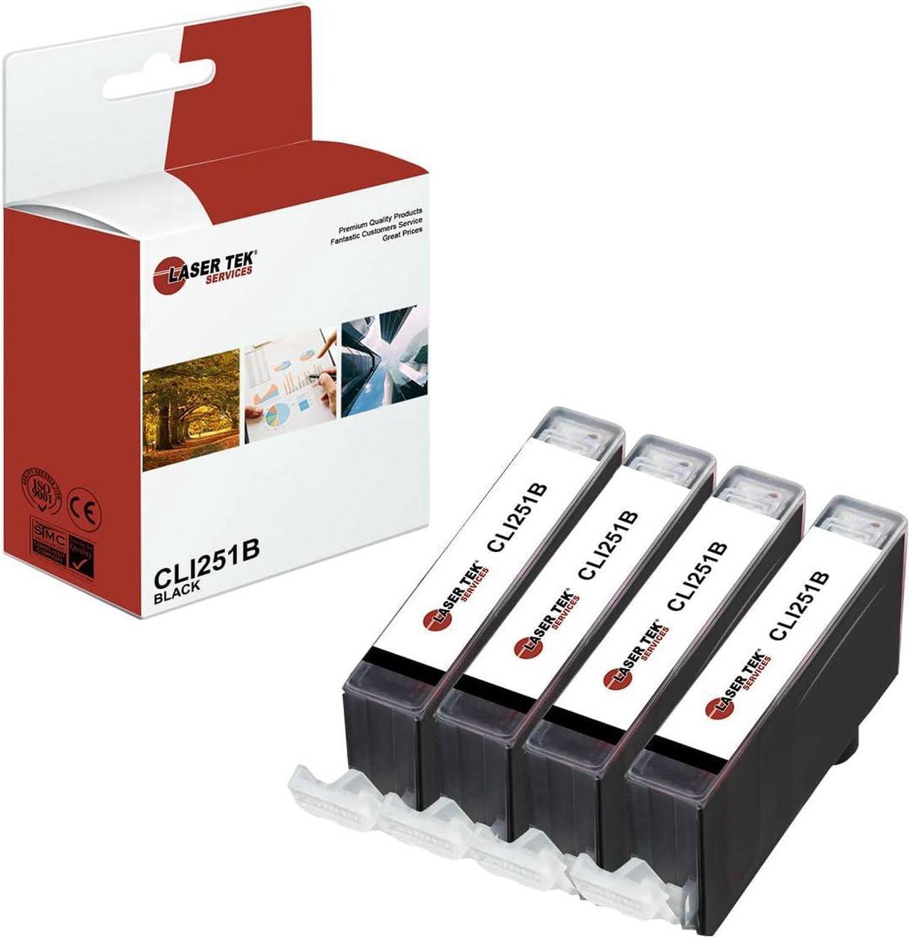 Laser Tek Services Compatible High Yield Ink Cartridge Replacement for Canon CLI-251 CLI251B Works with Canon Pixma MX922 MG5420 MG6320, MX722, IP7220 Printers (Black, 4 Pack) - 300 Pages