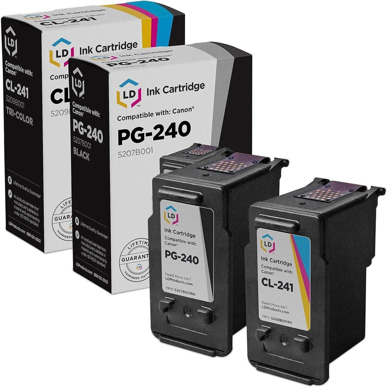 LD Remanufactured Ink Cartridge Replacements for Canon PG-240 & CL-241 (Black, Color, 2-Pack)