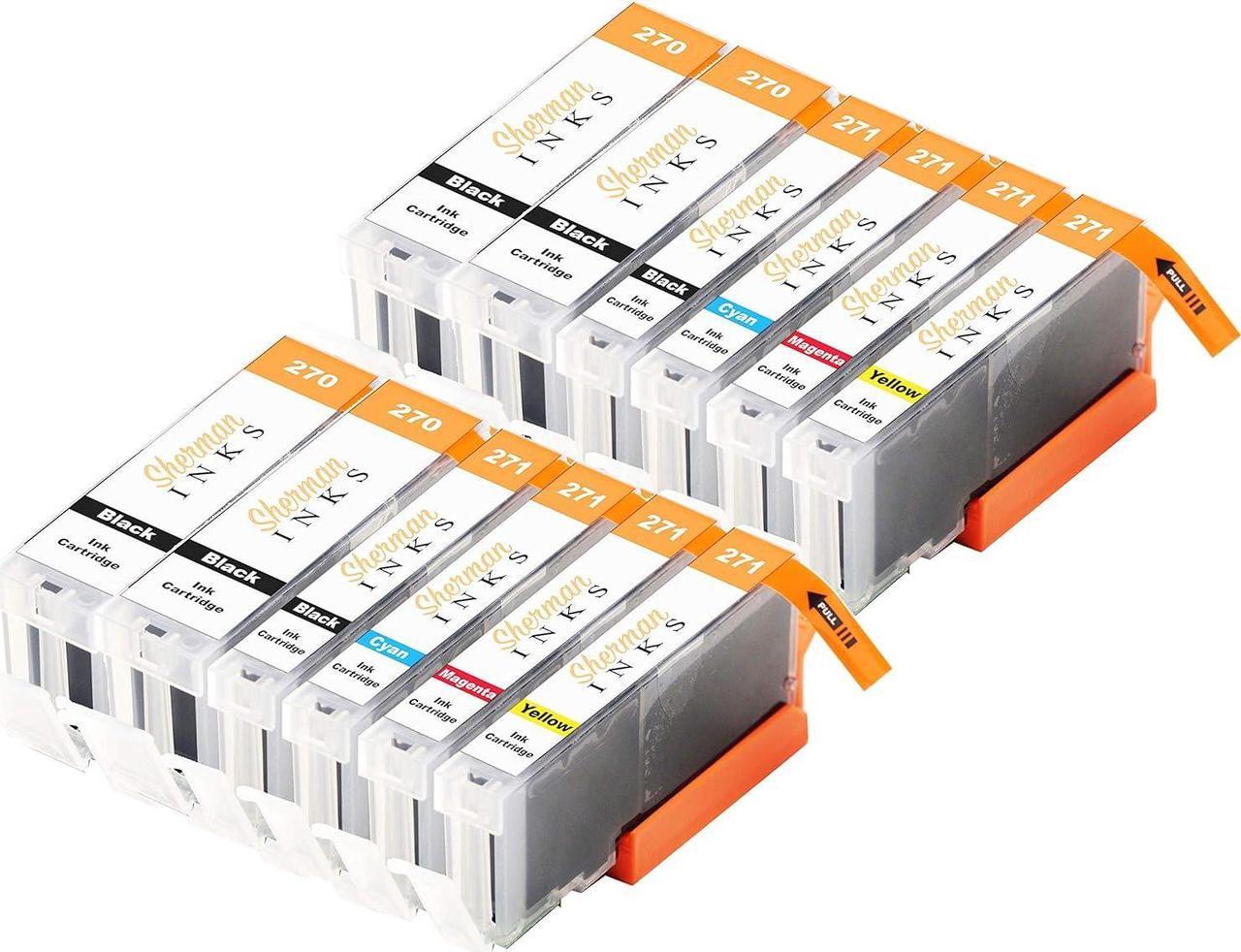 Sherman Inks Compatible Ink Cartridge Replacement for Canon PGI-270XL, CLI-271XL, Canon 271, Canon 270 (Pigment Black, Black, Cyan, Magenta, Yellow, 12 Pack)