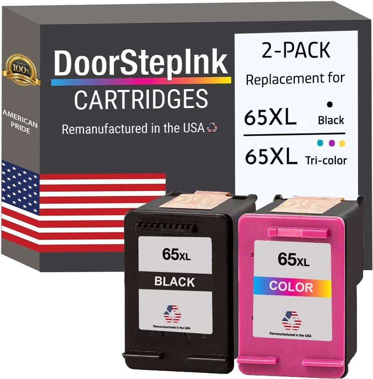 DoorStepInk Remanufactured in The USA Ink Cartridge Replacements  65 XL 65XL Black and Color Combo Pack  DeskJet