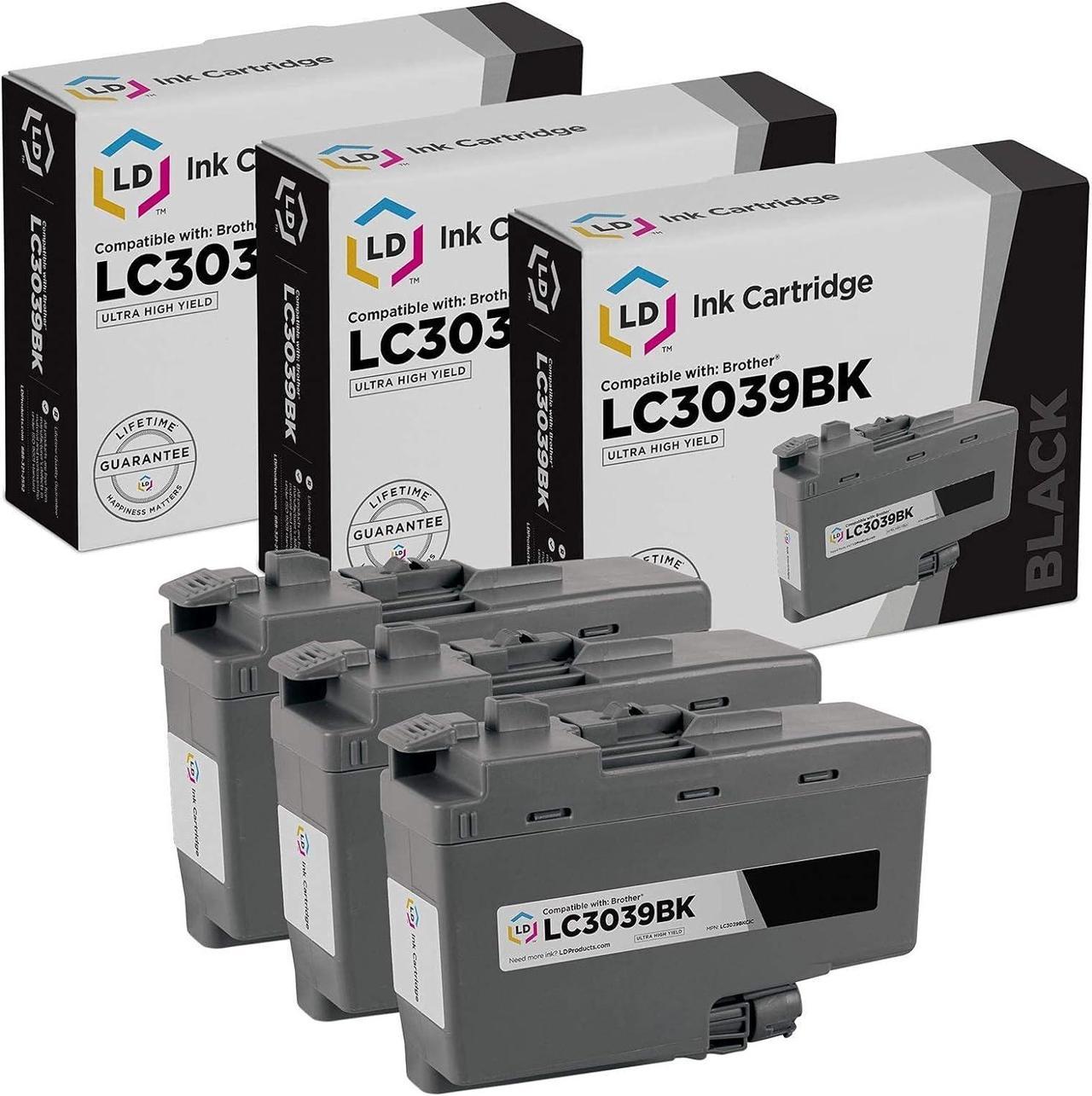 LD Compatible Ink Cartridge Replacements for Brother LC3039BK Ultra High Yield (Black, 3-Pack)