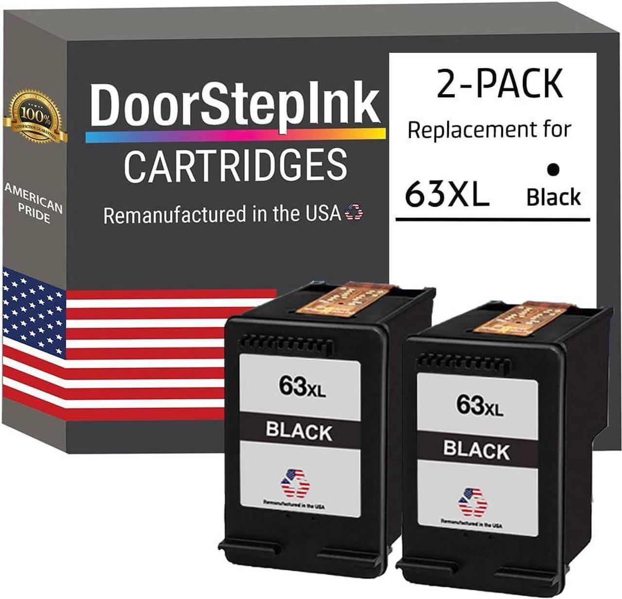 DoorStepInk Remanufactured Ink Cartridge Replacements  63XL (2 Black F6U64AN) Shows Ink Levels  DeskJet 1110, 1112, 2130, 2132, 3630, 3631, 3632, 3633, 3634, 3636, 3637