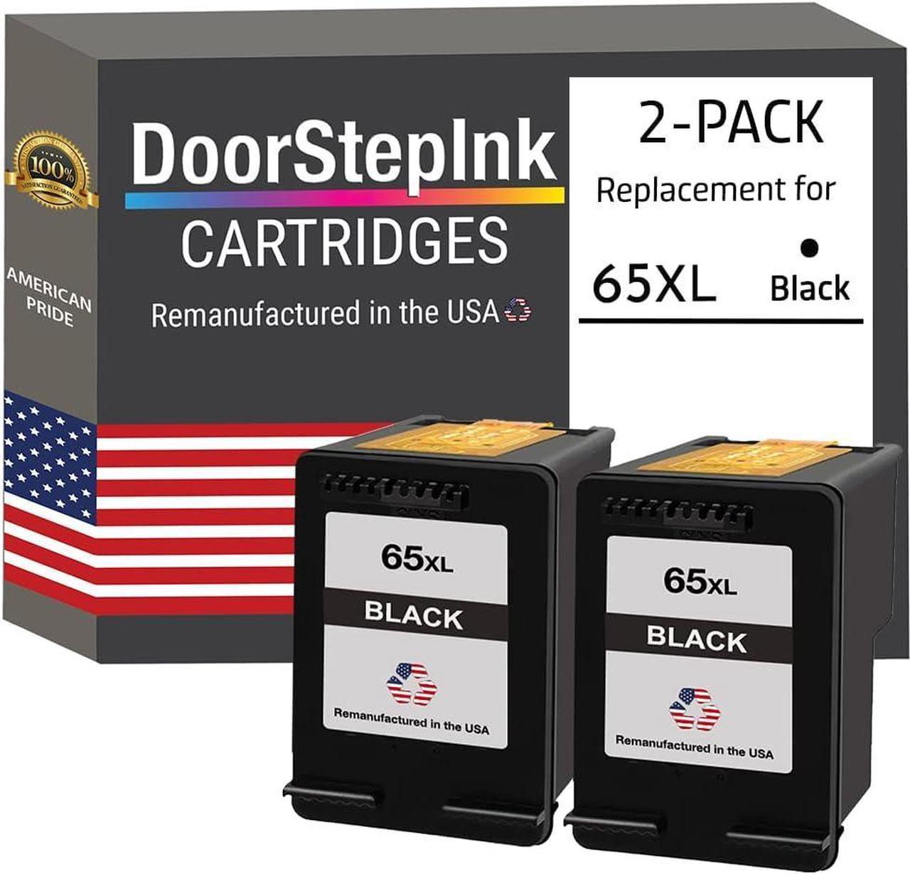 DoorStepInk Remanufactured Ink Cartridge Replacements  65XL (2 Black N9K04AN) Shows Ink Levels for Printers Envy 5055 e-All-in-One, 5032, 5030, 5020, DeskJet 3758, 3755