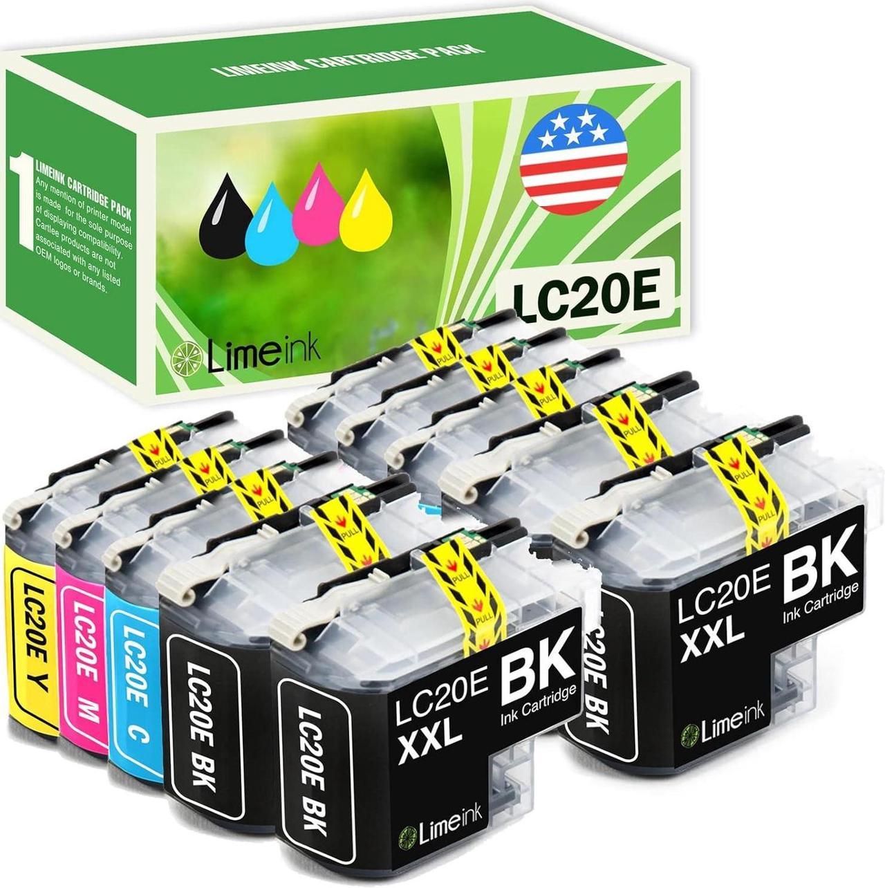 Limeink 10 Pack Remanufactured LC20E Super High Yield Ink Cartridges Compatible with MFC-J5920DW MFC-J985DW XL MFC-J775DW Printers LC20EBK LC20EM LC20EC XXL LC20EY 4 Black, 2 Cyan, 2 Magenta, 2 Yellow