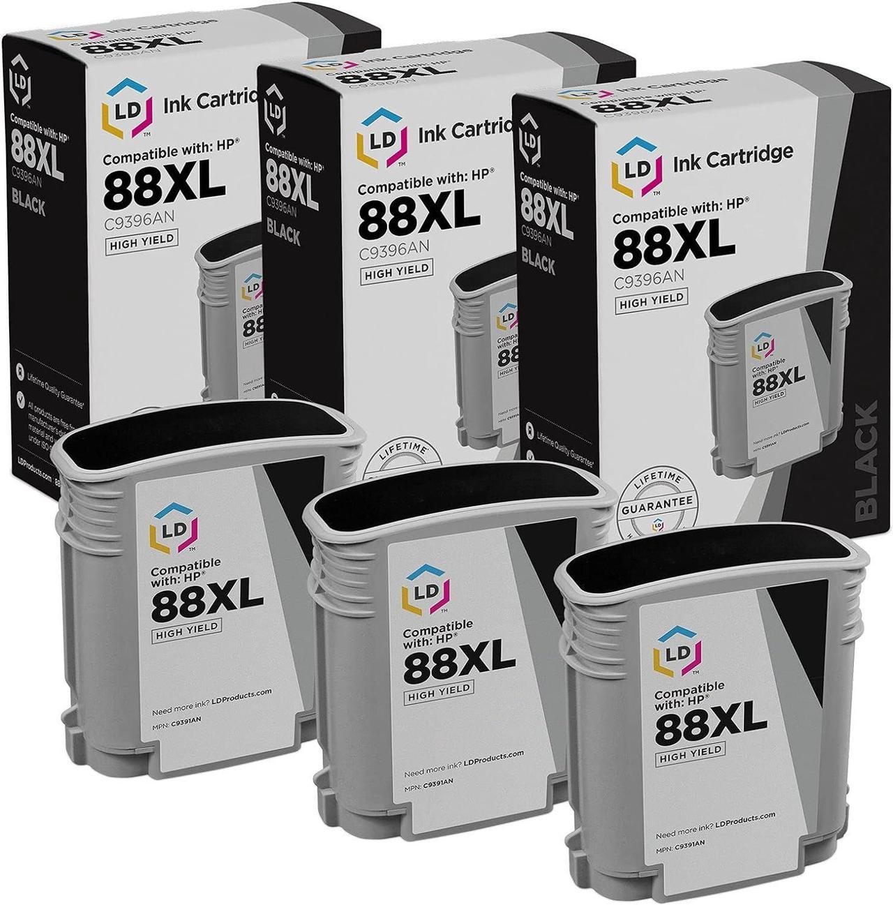 LD Remanufactured Ink Cartridge Replacement  88XL C9396AN High Yield (Black, 3-Pack)