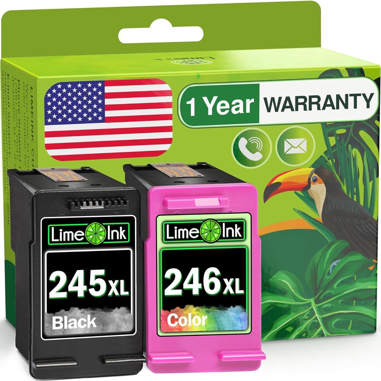 Limeink 2 Pack Remanufactured PG-245XL CL-246XL High Yield Ink Cartridges (1 Black, 1 Color) for Pixma iP2820 MG2420 MG2520 MG2920 MG2924 MG2922 MX492 Shows Accurate Ink Level