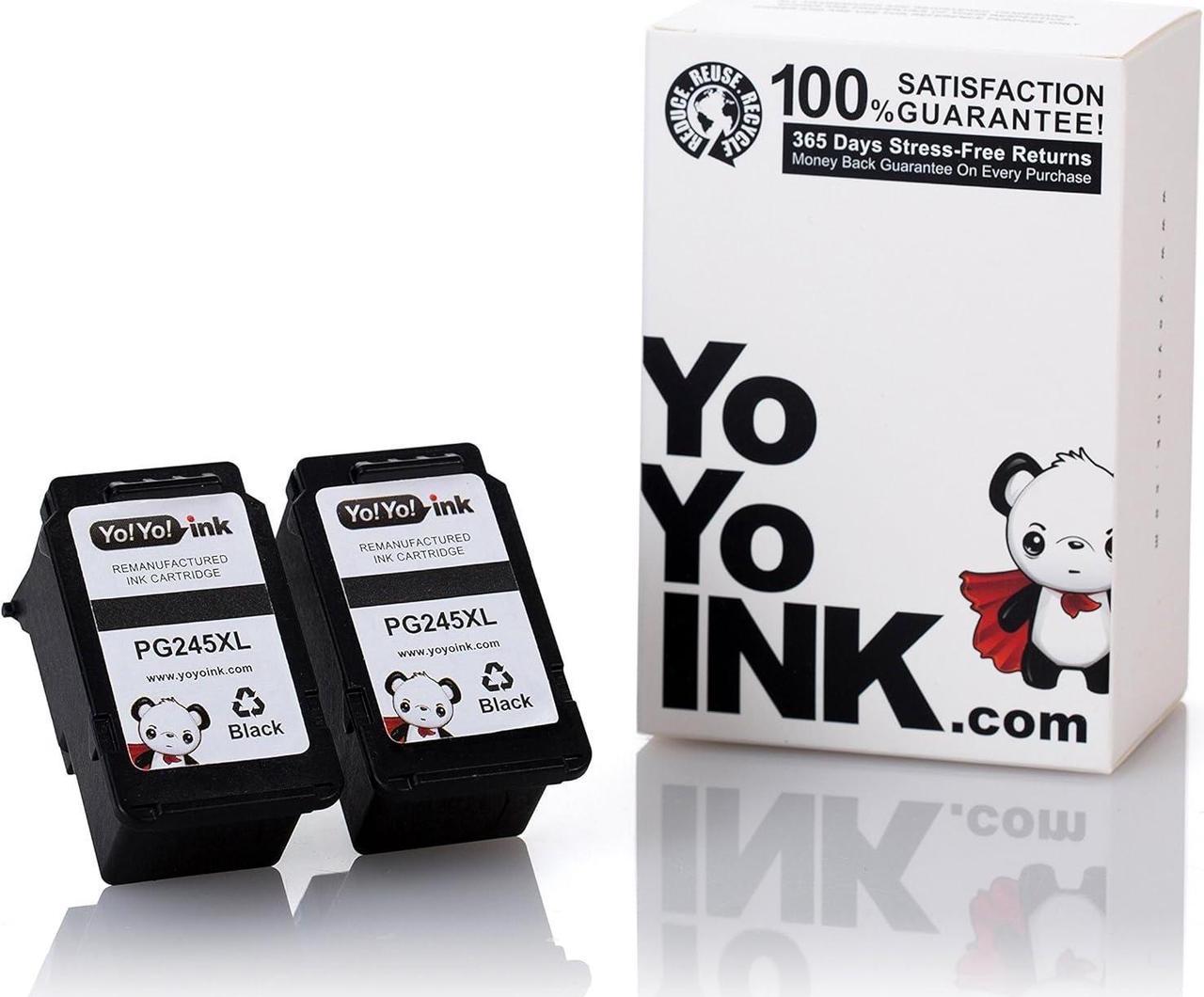 YoYoink Remanufactured Ink Cartridge Replacement for Canon PG-245XL 245 High Yield (2 Black) - Compatible with Canon Printer MX490 MX492 MG2920 iP2820