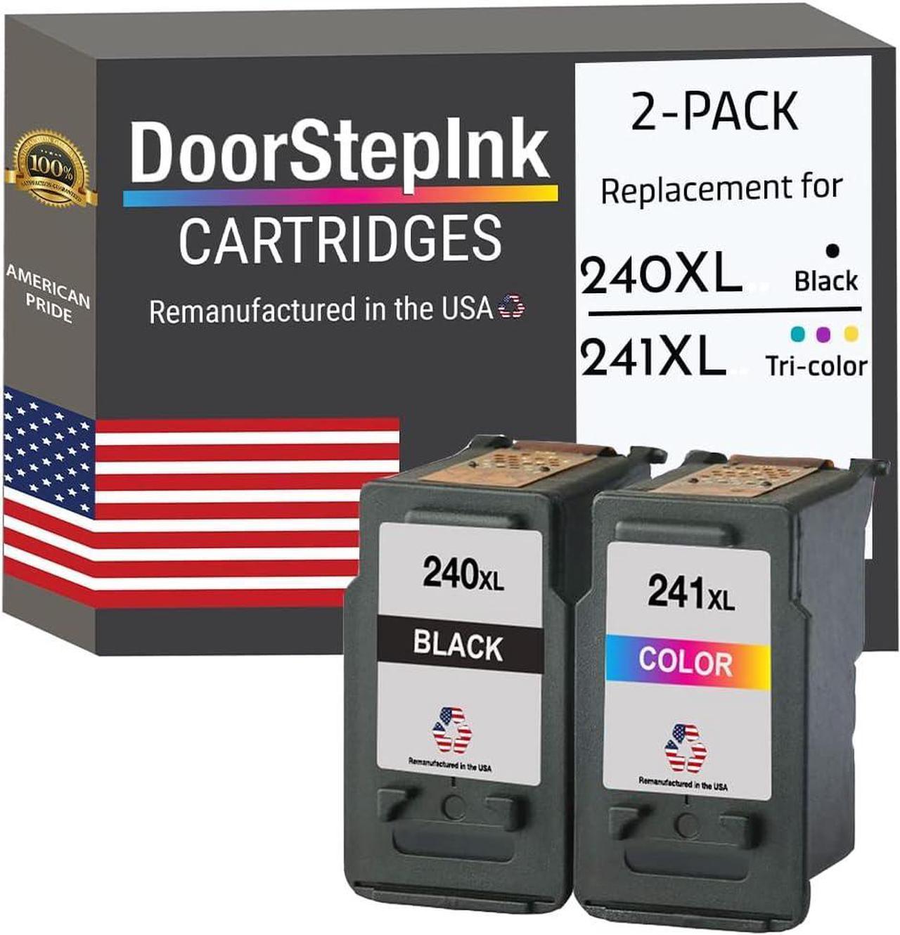 DoorStepInk Remanufactured in The USA Ink Cartridge Replacement for Printer Canon PG-240XL 240XL CL-241XL 241XL Black Color Combo Pack PIXMA MG3122 MG3522 MX472 MG2120 MG2220 MX432 MX439 MX452 MX459