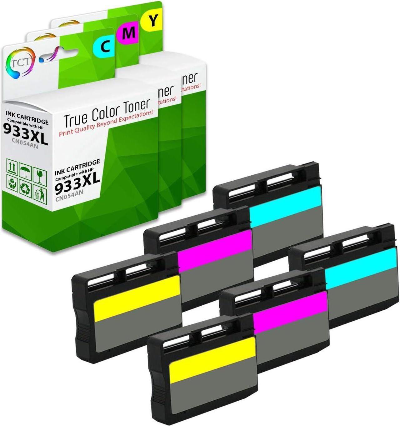 TCT Compatible Ink Cartridge Replacement  933XL 933 XL Works with HP OfficeJet 6100 7110, ePrinter 7610 7612 Printers (Cyan, Magenta, Yellow) - 6 Pack