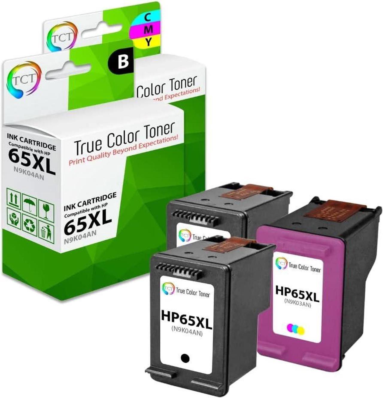 TCT Compatible Ink Cartridge Replacement  65XL 65 XL Works with HP Deskjet 3720 3721 3730 Printers (2 Black N9K04AN, 1 Tri-Color N9K03AN) - 3 Pack