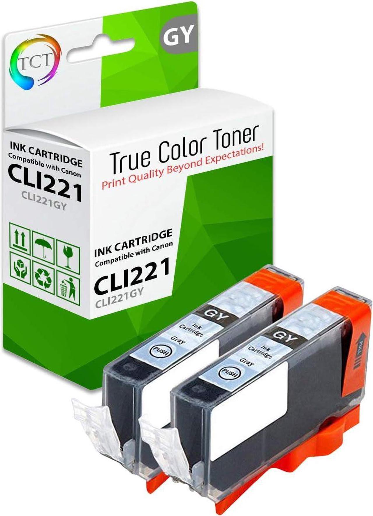 TCT Compatible Ink Cartridge Replacement for Canon CLI-221 CLI221 Gray Works with Canon Pixma iP3600 iP4600 MP540 MP560 MP620 MP620B MP640 MP990 MX860 MX870 Printers (500 Pages) - 2 Pack