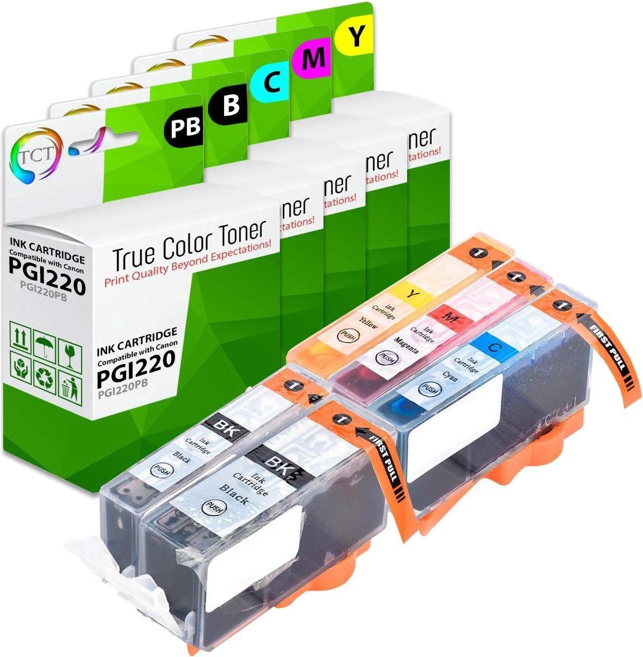 TCT Compatible Ink Cartridge Replacement for Canon PGI220PB CLI221B CLI221C CLI221M CLI221Y Works with Canon Pixma iP3600, MP560 Printers (Pigment Black, Black, Cyan, Magenta, Yellow) - 5 Pack