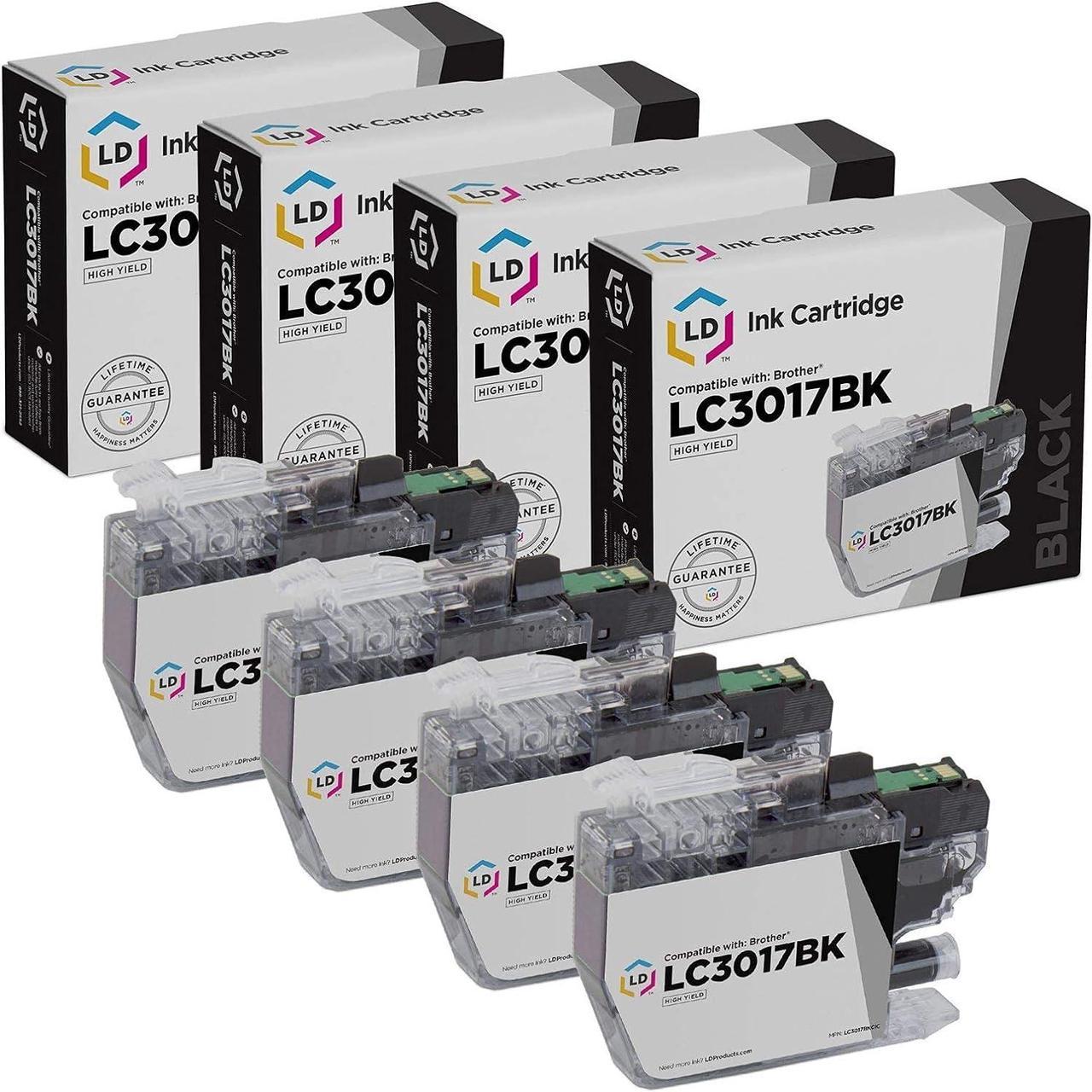 LD Compatible Ink Cartridge Replacement for Brother LC3017BK High Yield (Black, 4-Pack)