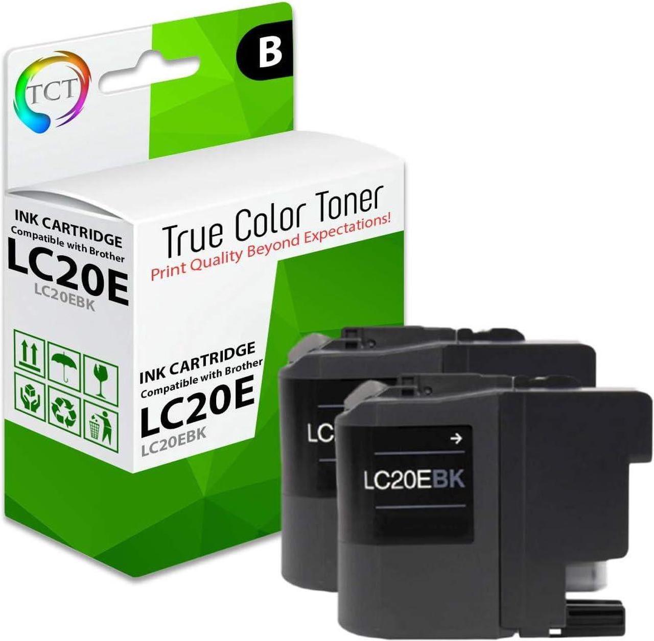 TCT Compatible Ink Cartridge Replacement for Brother LC20E LC20EBK Black Super High Yield Works with Brother MFC-J5920DW J985DW Printers (2,400 Pages) - 2 Pack