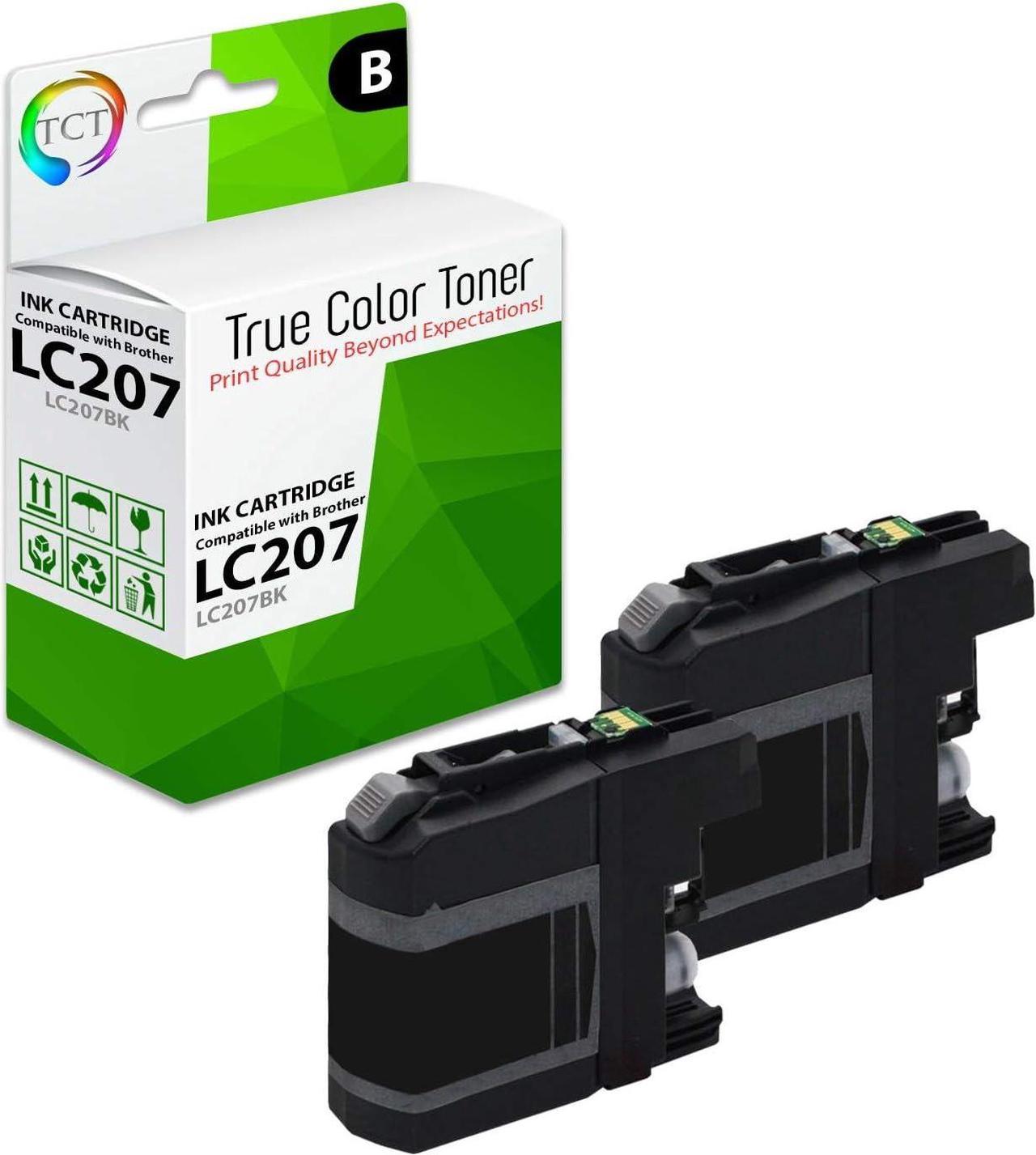 TCT Compatible Ink Cartridge Replacement for Brother LC207 LC207BK Black Works with Brother MFC-J4320DW J4420D J4620DW Printers (1,200 Pages) - 2 Pack