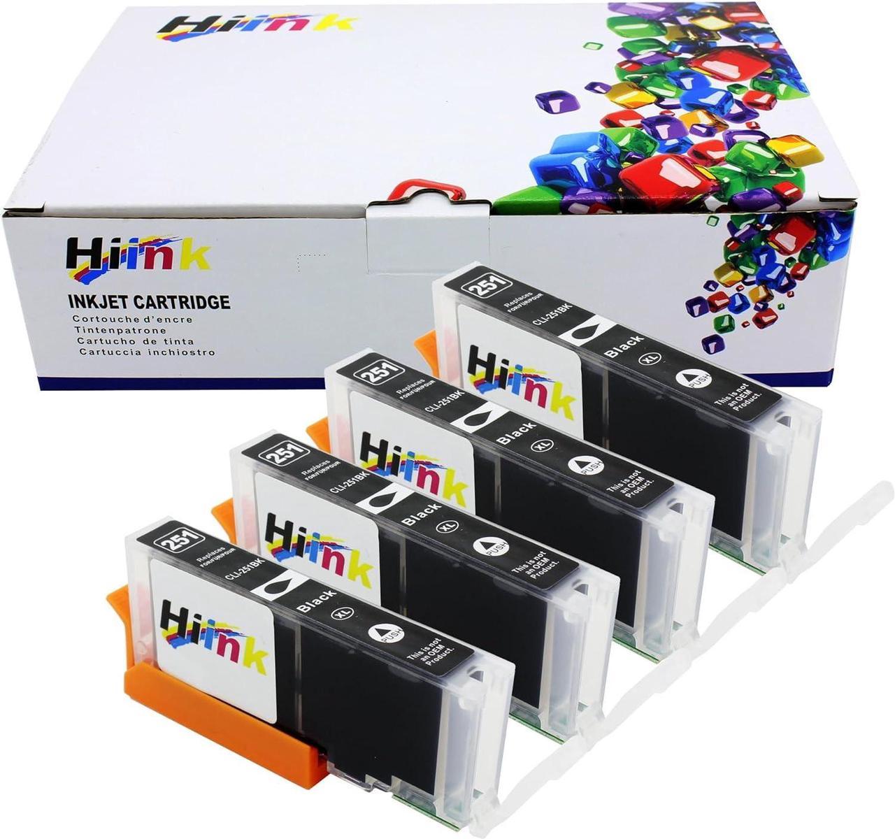 Hi Ink 4 Pack cli-251xl cli251xl Black Ink Cartridge Replacement for Canon PIXMA IP7220 iX6820 MG5420 MG5422 MG5520 MG5522 MG6420 MX722 MX922 Printers