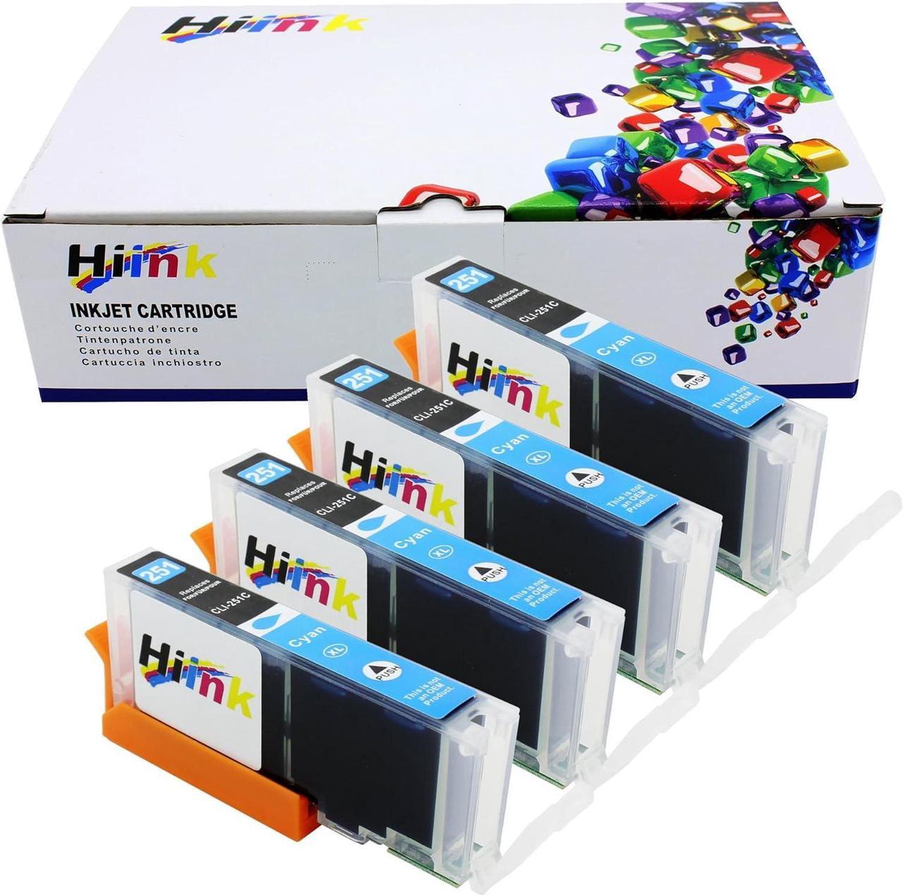 Hi Ink 4 Pack cli-251xl cli251xl Cyan Ink Cartridge Replacement for Canon PIXMA IP7220 iX6820 MG5420 MG5422 MG5520 MG5522 MG6420 MX722 MX922 Printers