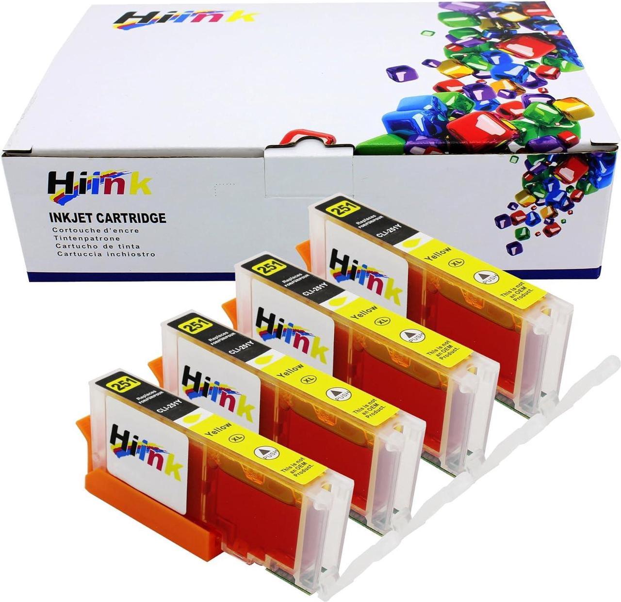 Hi Ink 4 Pack cli-251xl cli251xl yeloow Ink Cartridge Replacement for Canon PIXMA IP7220 iX6820 MG5420 MG5422 MG5520 MG5522 MG6420 MX722 MX922 Printers