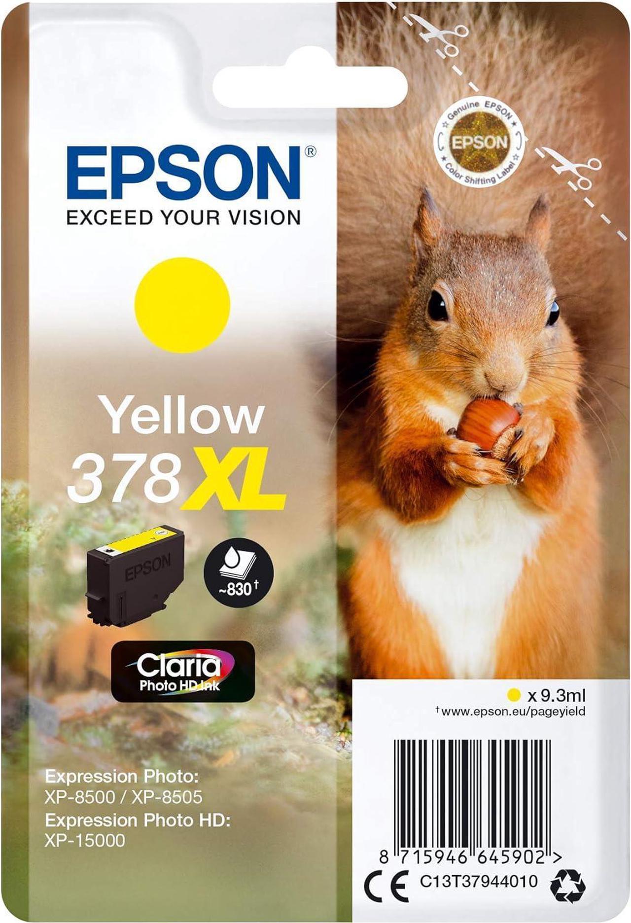 Epson 378XL Yellow Squirrel High Yield Genuine, Claria Photo HD Ink Cartridge