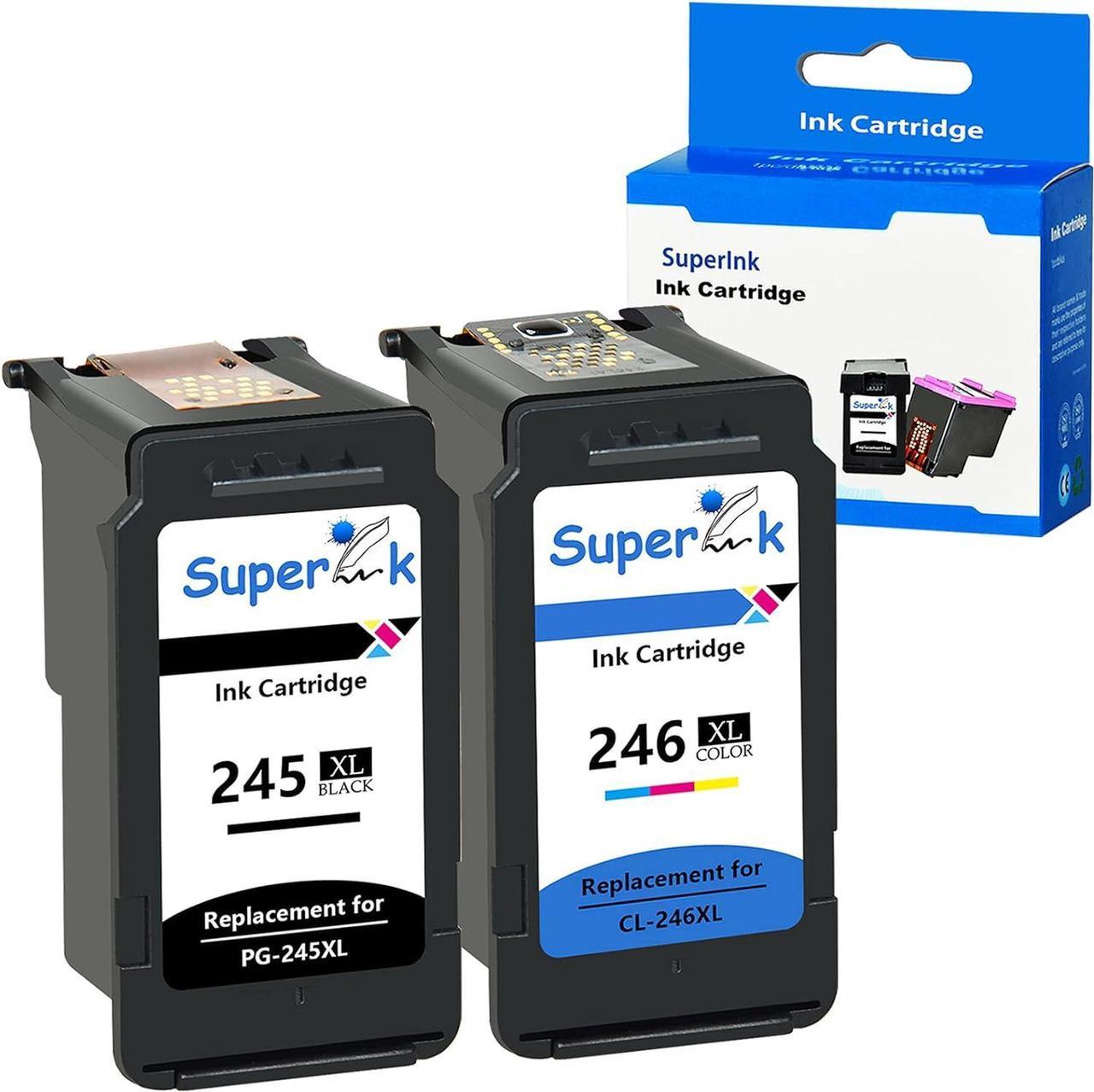 SuperInk Remanufactured Ink Cartridge Compatible for Canon PG-245XL PG-245 XL CL-246XL CL-246 XL for Pixma MX490 MG2522 MG2525 MG2922 MG3022 MG3029 TS3120 TS3122 (Black 1 Pack, Tri-Color, 1 Pack)