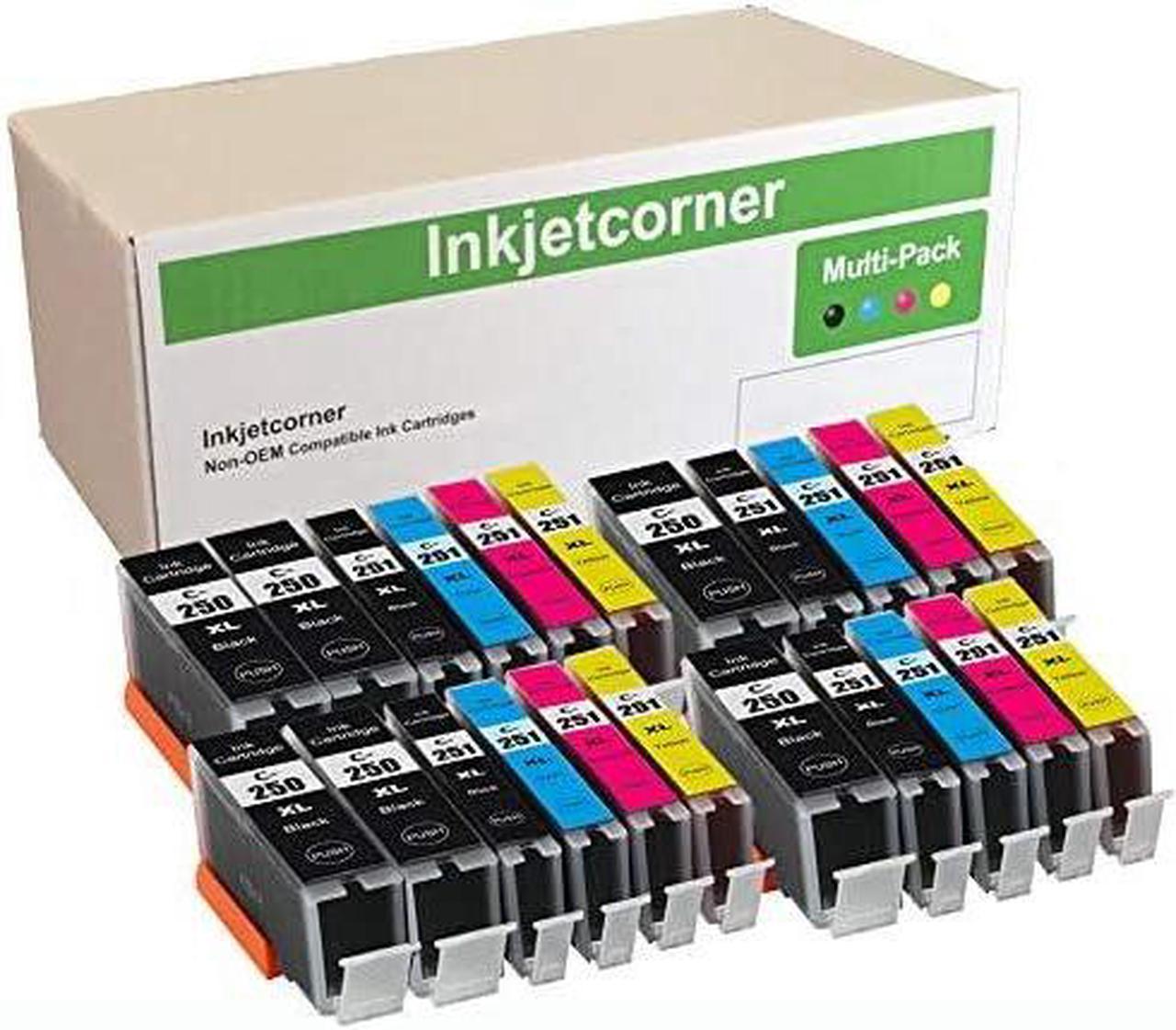 Inkjetcorner Compatible Ink Cartridges Replacement for PGI-250XL CLI-251XL MG6600 MX922 MG5520 MG5522 MG7520 (6 Black, 4 Small Black, 4 Cyan, 4 Magenta, 4 Yellow, 22 Pack)