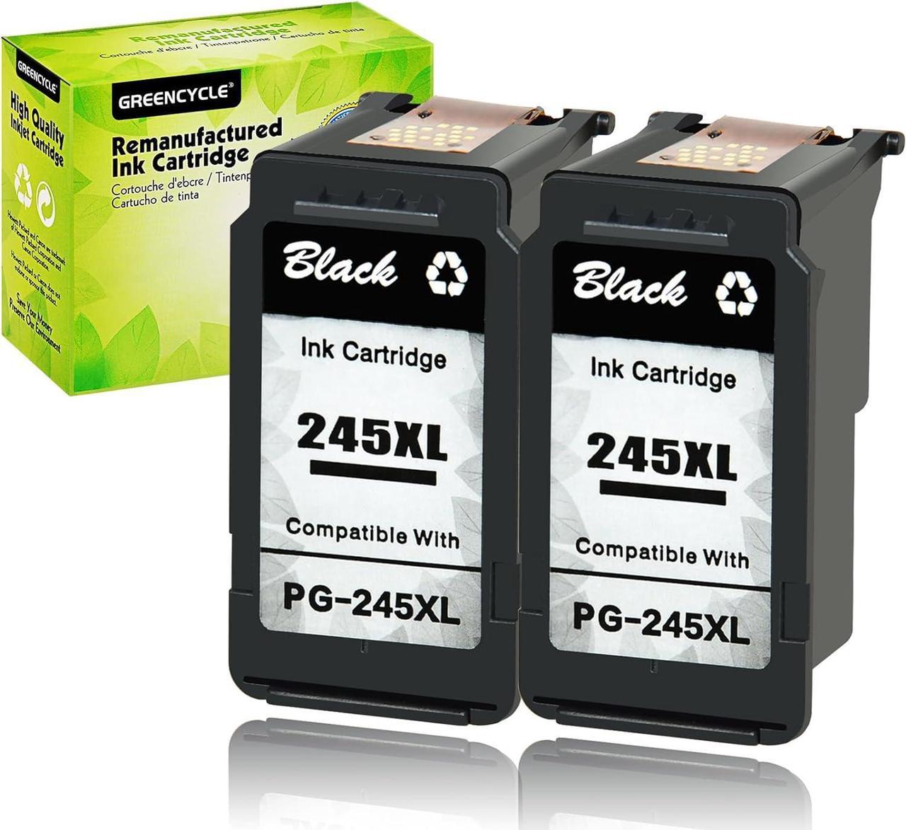 GREENCYCLE Remanufactured PG-245XL PG245XL 245XL Ink Cartridge Compatible for Canon PG-245 245 XL PG-243XL Pixma MX490 MG2522 MG2525 MG2922 MG2924 MG3020 MG3022 MG3029 TS3122 Printers (Black, 2 Pack)