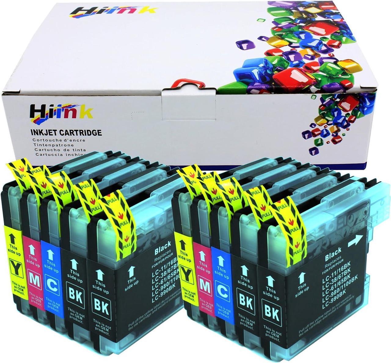 HIINK Compatible Ink Cartridge Replacement for Brother LC65 LC-65 LC-61 LC61 Ink Cartridges use with DCP-165C DCP-375CW MFC-J220 MFC-255CW MFC-J265W MFC-5490CN MFC-6490CW(4B, 2C, 2M, 2Y, 10-Pack)