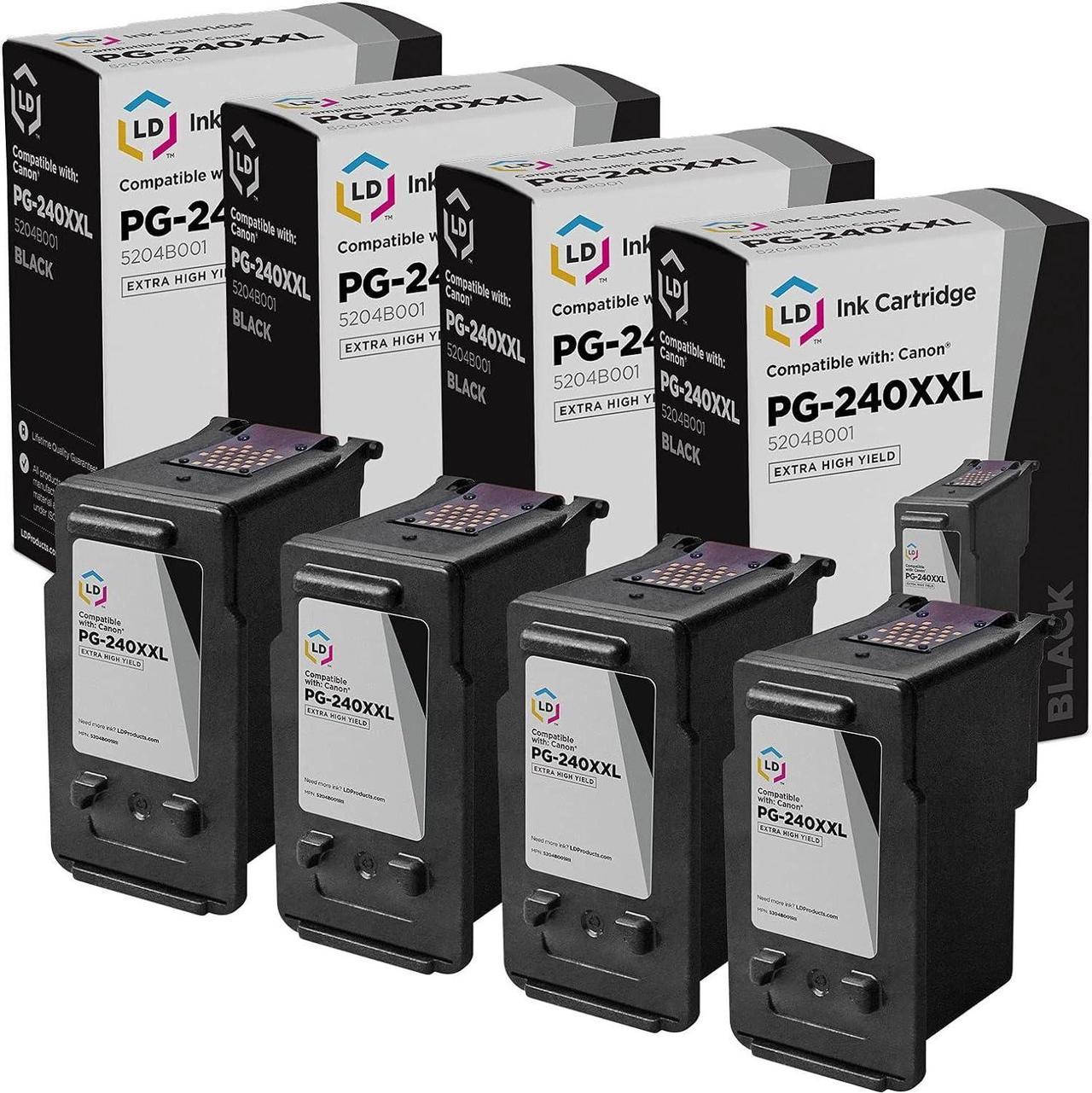 LD Remanufactured Canon PG-240XXL / 5204B001 4PK Extra High Yield Black Ink Cartridges for Canon PIXMA MG and MX ...