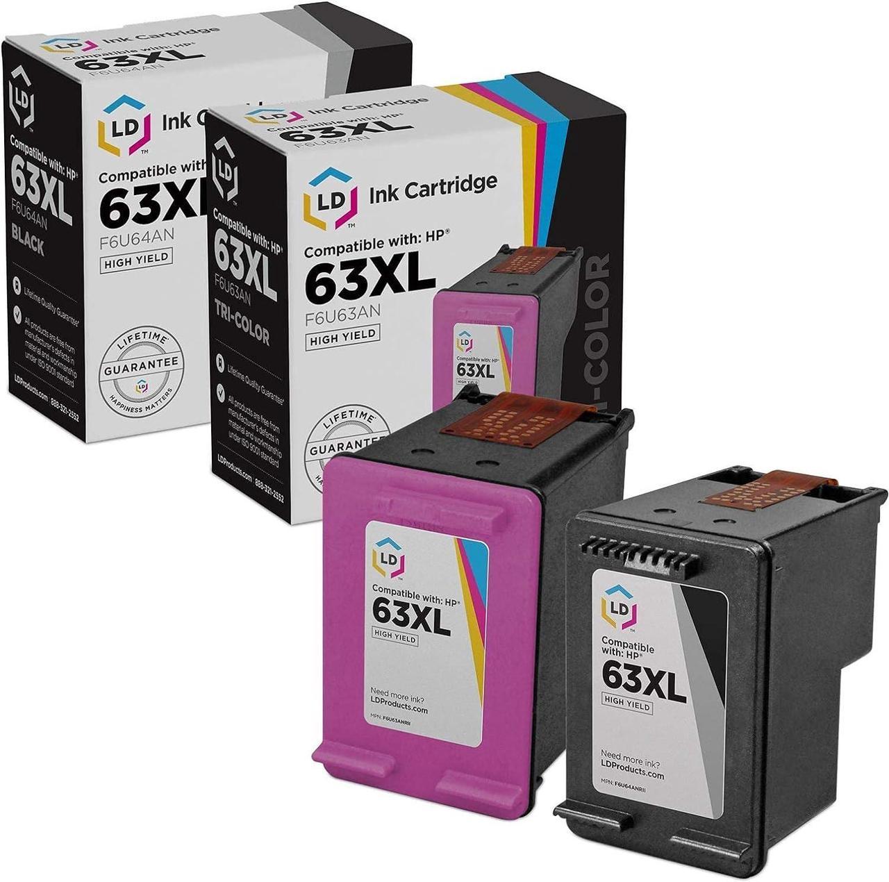 LD Remanufactured Ink Cartridge Replacement  63XL High Yield (1 Black, 1 Color, 2-Pack)