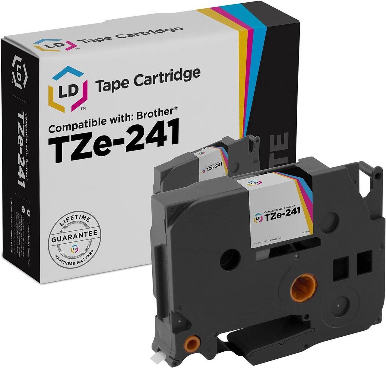 LD Compatible Laminated Tape Cartridge Replacement for Brother TZe241 0.7 in x 26.2 ft (Black on White)